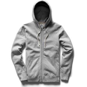 Reigning Champ Midweight Terry Full Zip Hoodie, Medium, Heather Grey